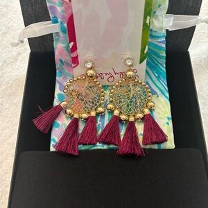 Lilly Pulitzer Gold and Purple Statement Earrings